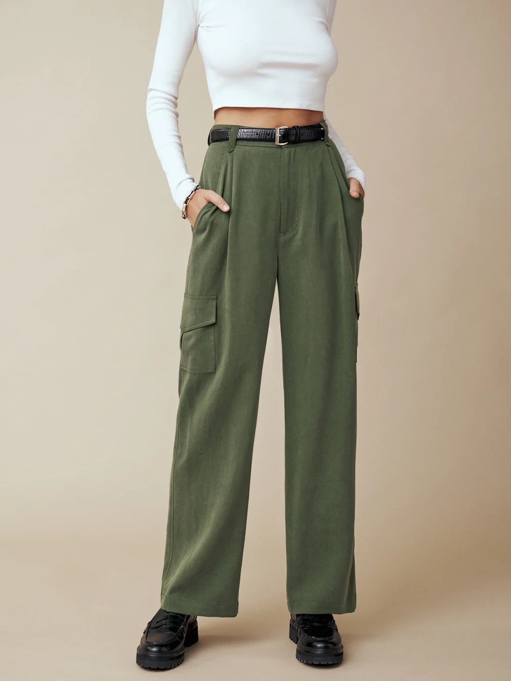 Reformation Jackson Straight-Leg Cargo Pant In Fern Size 8